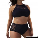 FUNIC Women Plus Size Beach Bikini Set Hollow Out Backless Swimsuit Swimwear Black B073CJNHHG